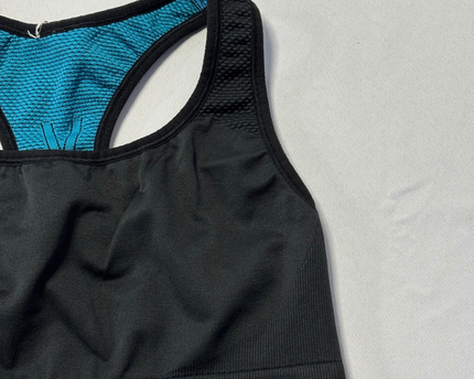 VSX Black and Teal Performance Racerback Sports Bra