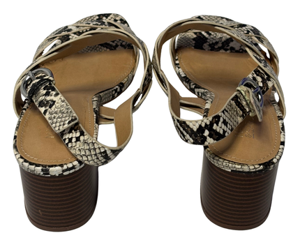 Market & Spruce Snakeskin Braided Block Heel Sandals