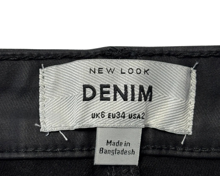 New Look Black Coated Denim Mini Skirt