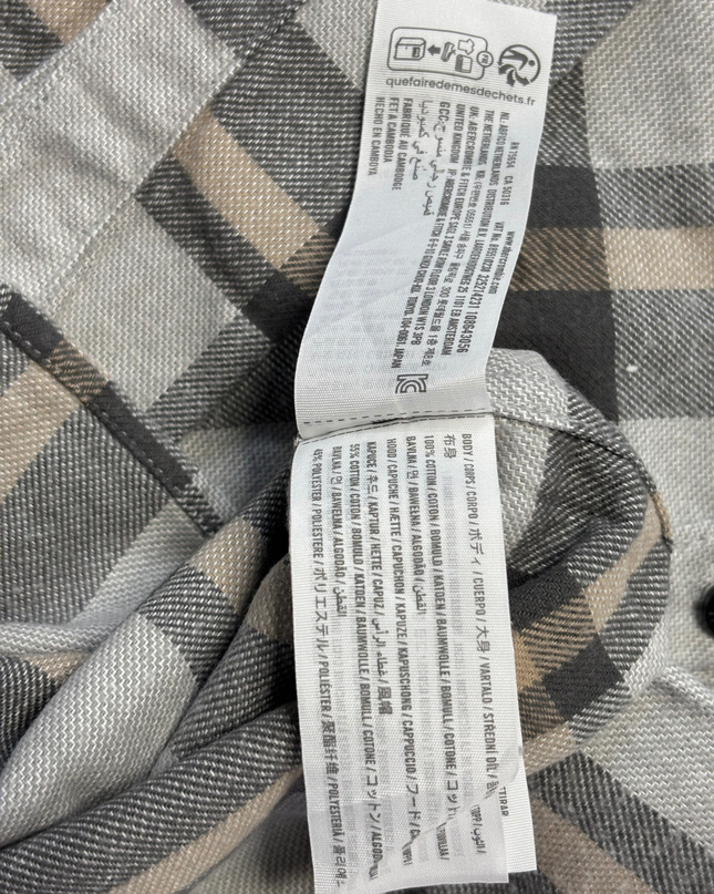Hollister Grey Plaid Hooded Flannel Shirt