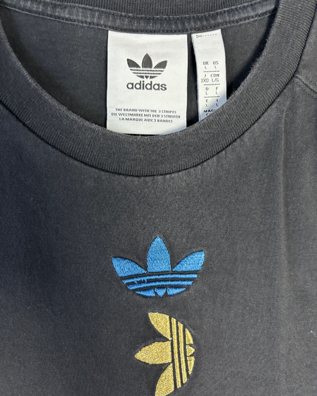 Adidas Black Triple Trefoil Logo Raglan T-Shirt