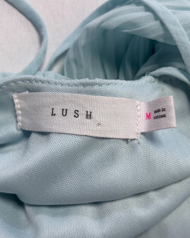 LUSH Light Green Pleated Strappy Mini Dress
