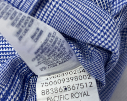 Chaps Blue Micro-Check Easy Care Twill Long Sleeve Shirt