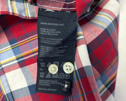 Tommy Hilfiger Red/White/Blue Plaid Custom Fit Shirt
