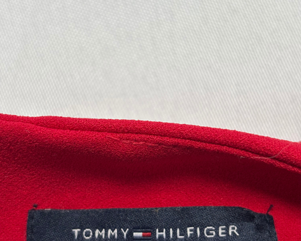 Tommy Hilfiger Red Bell Sleeve Sheath Dress with Black Trim