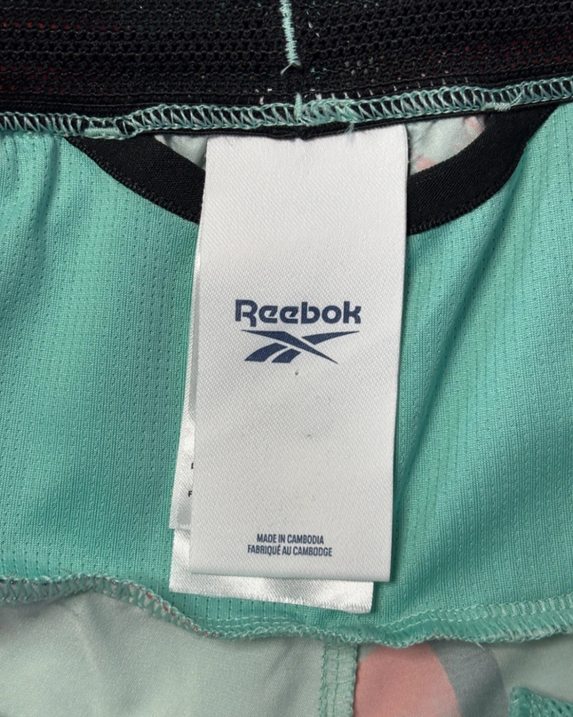 Reebok Green Abstract Graphic Performance Sports Shorts
