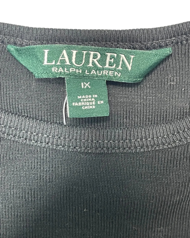 Lauren Ralph Lauren Black Ribbed Cotton T-Shirt
