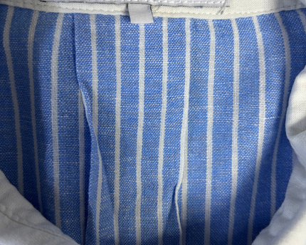ZARA Blue Striped Contrast Collar Oversized Shirt