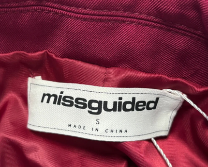 Missguided Burgundy Cropped Pleated Hem Blazer W/Tags