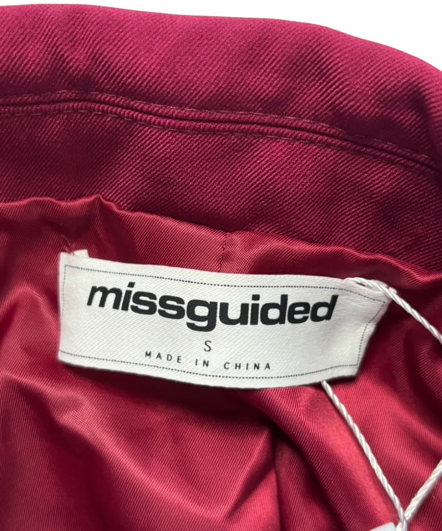 Missguided Burgundy Cropped Pleated Hem Blazer W/Tags