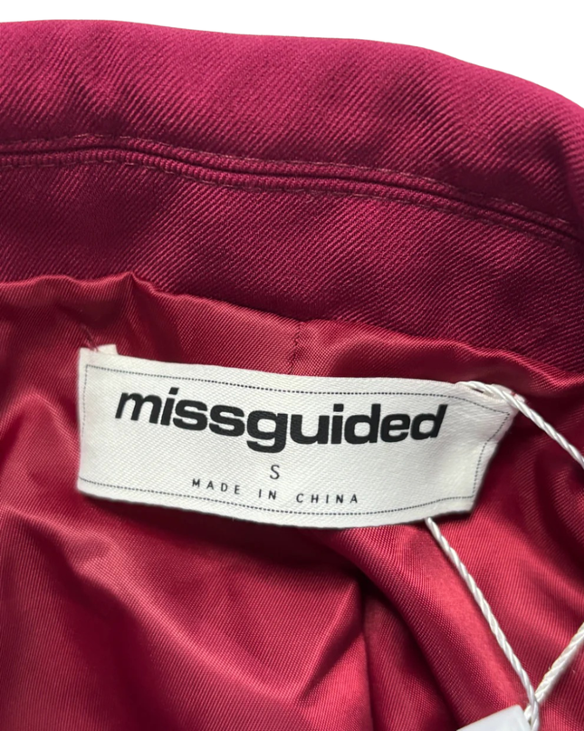 Missguided Burgundy Cropped Pleated Hem Blazer W/Tags