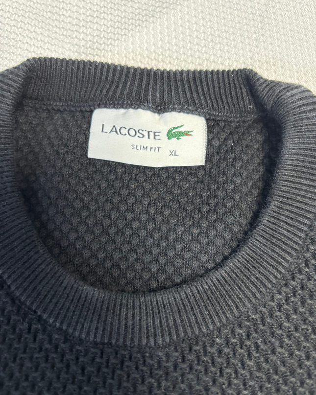 Lacoste Black Textured Knit Slim Fit Sweater