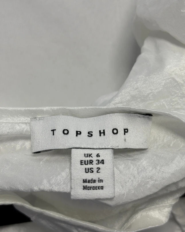 Topshop White Puff Sleeve Corset Style Crop Top