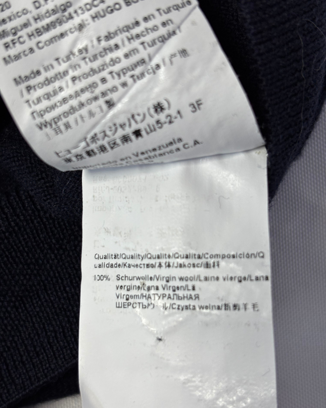 Boss Dark Blue Extra Fine Merino Wool Slim Fit Sweater