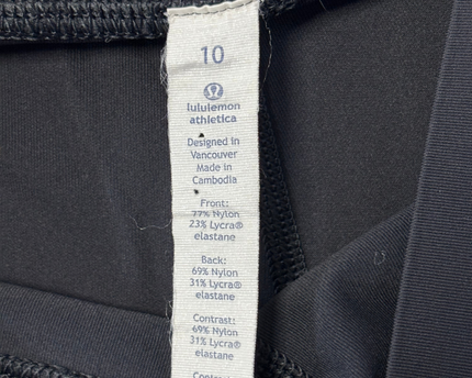 Lululemon Black Cropped Athletic Leggings with Mesh Pocket Detail