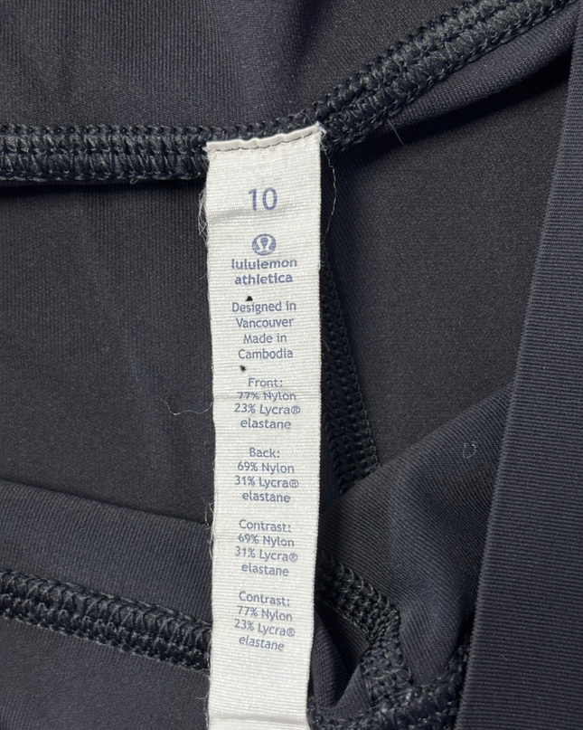 Lululemon Black Cropped Athletic Leggings with Mesh Pocket Detail