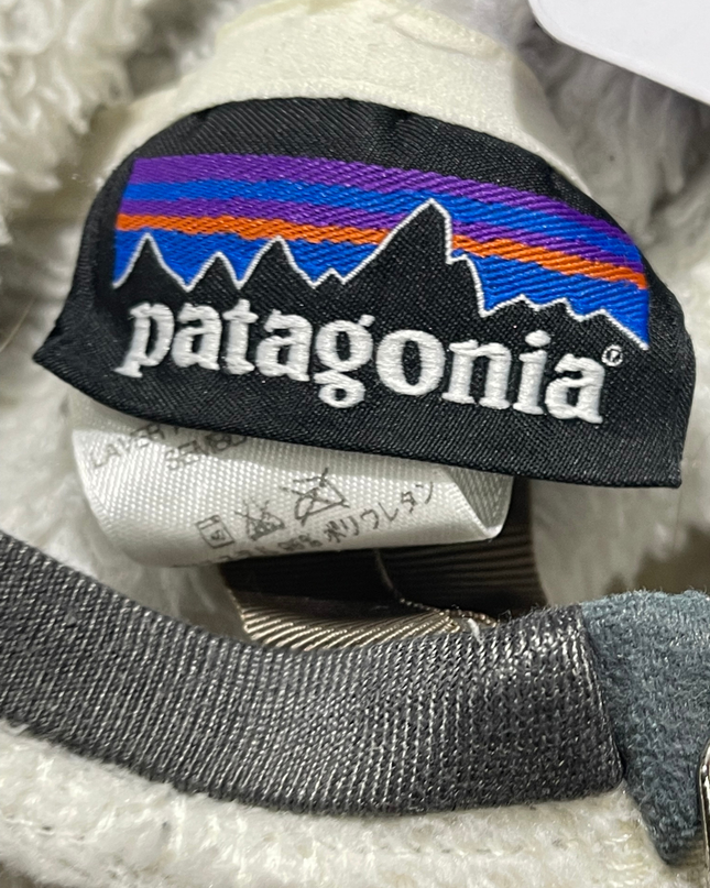Patagonia White High-Loft Fleece Hooded Jacket