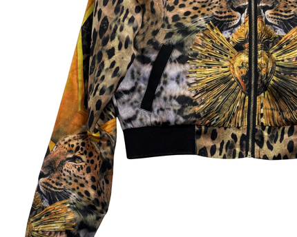 MIAO MIAO COUTURE Multicolor Leopard Print Cropped Bomber Jacket