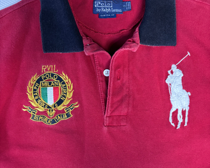 Polo Ralph Lauren Red Milan Italy Crest Big Pony Polo Shirt - S