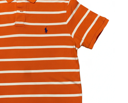 Polo Ralph Lauren Orange and White Striped Polo Shirt