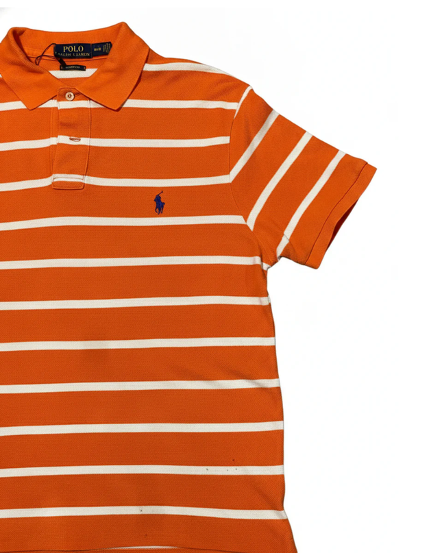 Polo Ralph Lauren Orange and White Striped Polo Shirt