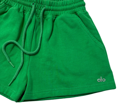 Alo Yoga Green Fleece Lounge Sweat Shorts