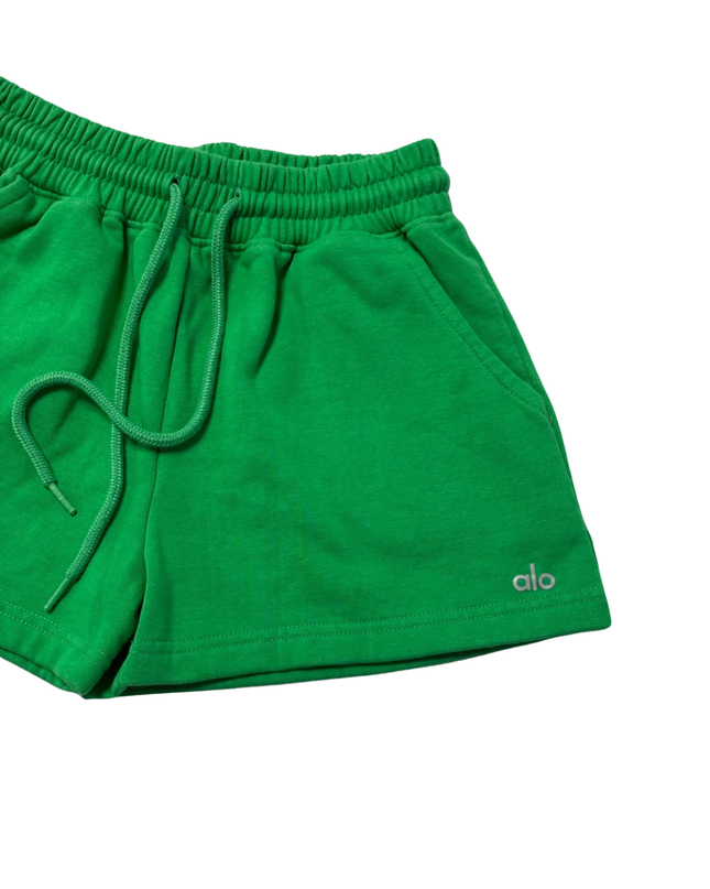 Alo Yoga Green Fleece Lounge Sweat Shorts