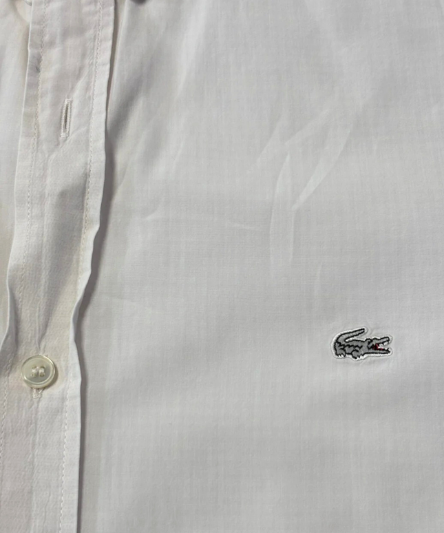 Lacoste White Regular Fit Long Sleeve Button-Down Shirt