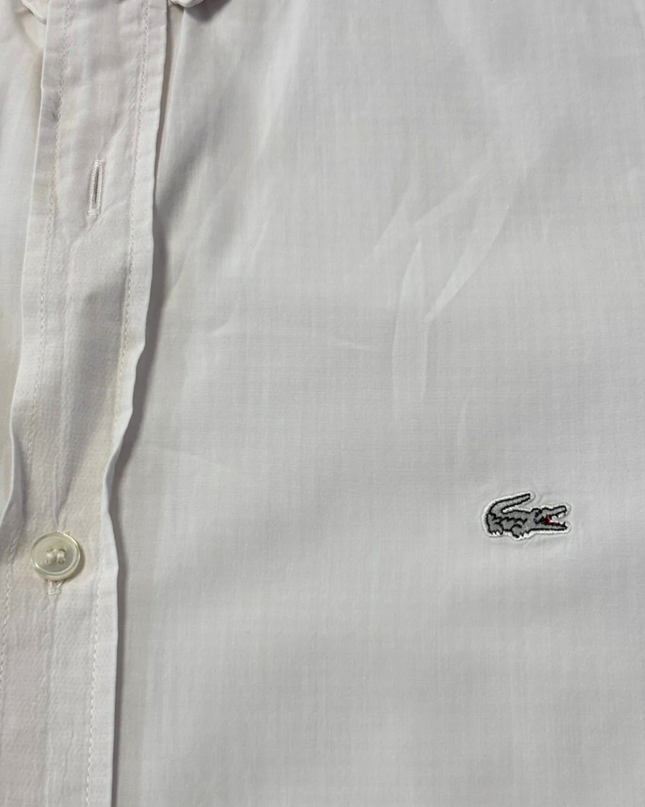 Lacoste White Regular Fit Long Sleeve Button-Down Shirt