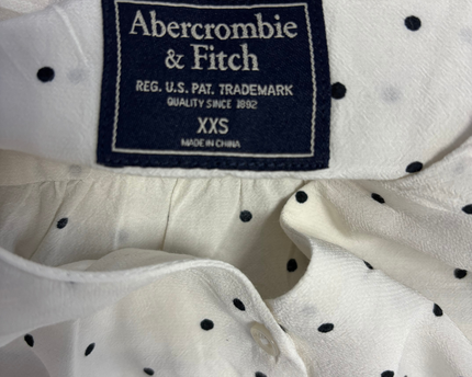 Abercrombie & Fitch White Polka Dot V-Neck Blouse