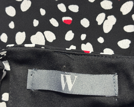 W Black/White/Red Patterned Short Sleeve Shift Dress