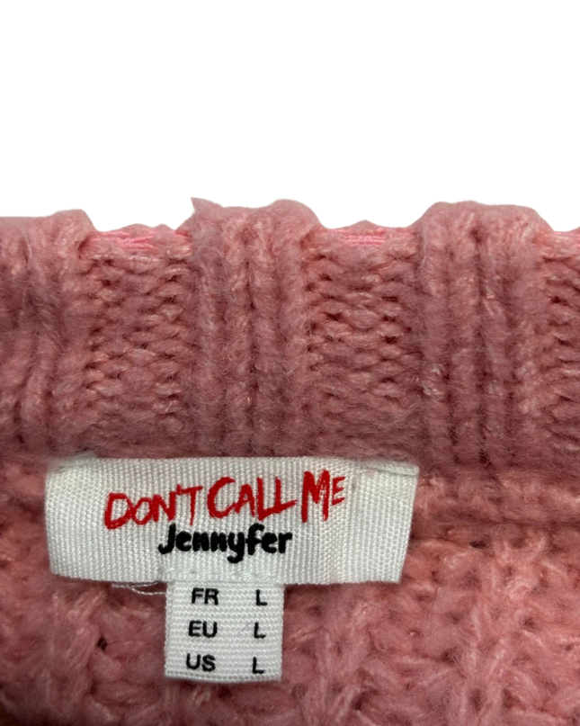 Jennyfer Pink Chunky Cable Knit Oversized Sweater