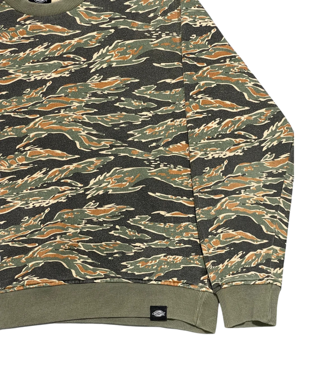 Dickies Green Camo Tiger Stripe Fleece Crew Neck Sweatshirt