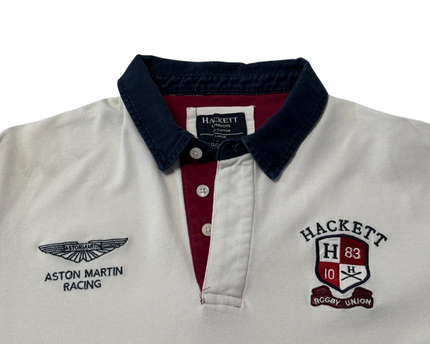 Hackett White Aston Martin Racing Rugby Polo Shirt