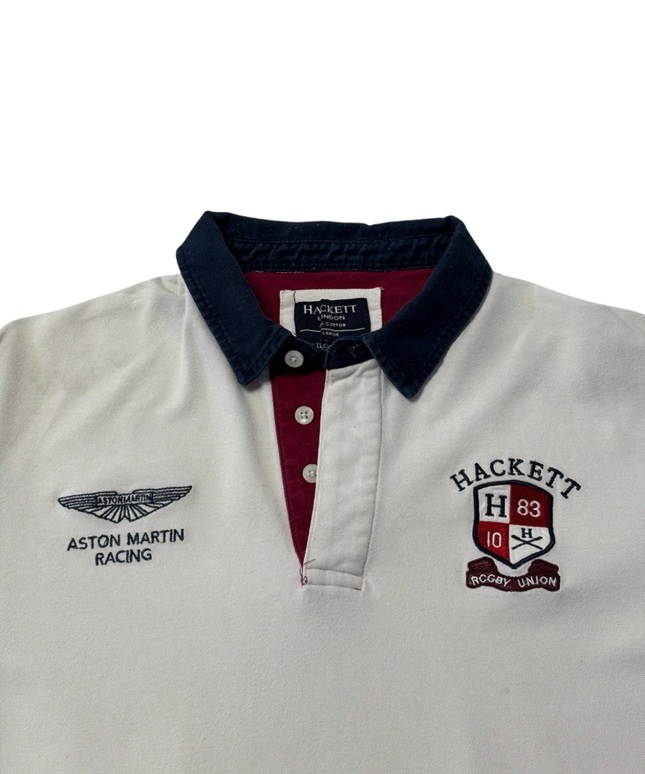 Hackett White Aston Martin Racing Rugby Polo Shirt