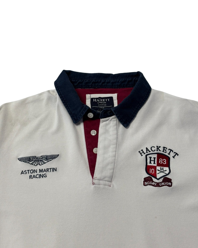 Hackett White Aston Martin Racing Rugby Polo Shirt