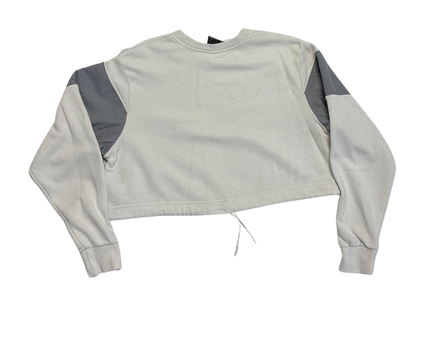 Nike Light Gray Swoosh Cropped Long Sleeve Crop Top