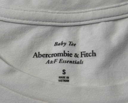 Abercrombie & Fitch White A&F Essentials Baby Tee