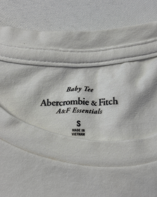 Abercrombie & Fitch White A&F Essentials Baby Tee