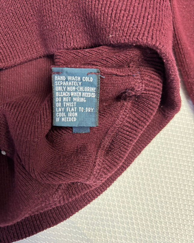 Polo Ralph Lauren Maroon Ribbed Knit Crew Neck Sweater