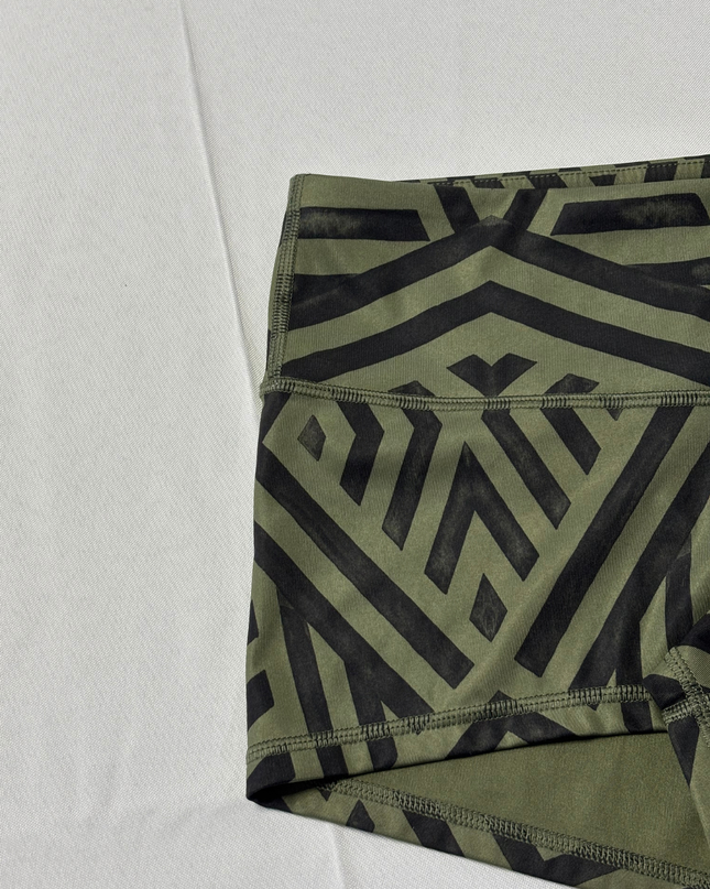 Lululemon Green Geometric Pattern Athletic Yoga Shorts