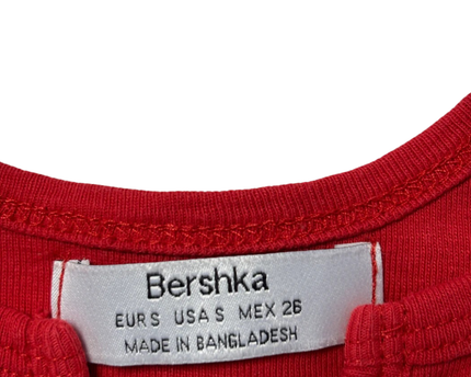 Bershka Red Saint Barth Graphic Crop Top