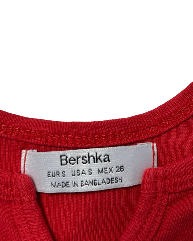 Bershka Red Saint Barth Graphic Crop Top