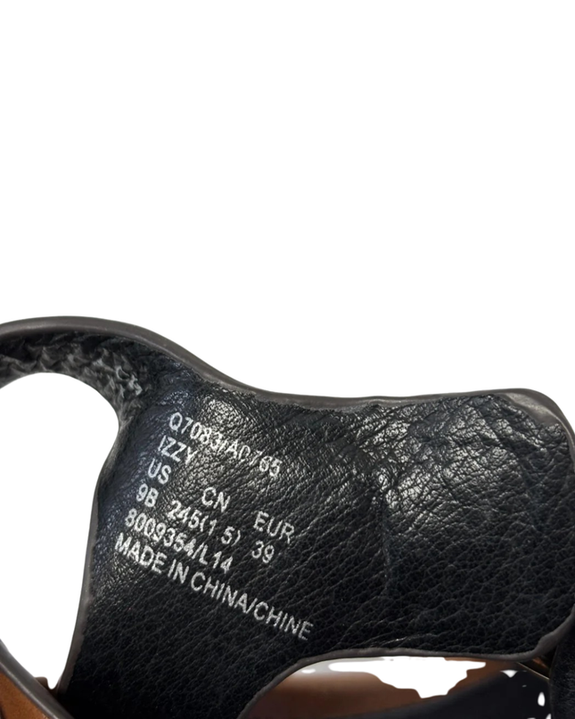 Coach Brown Izzy Leather Woven T-Strap Stiletto Sandals