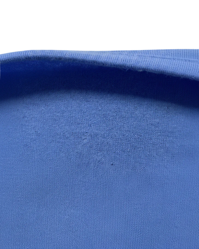 Blue Long-Sleeve V-Neck T-Shirt with Lace Pocket Detail