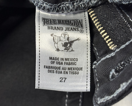 True Religion Black Slim Fit Contrast Stitch Jeans