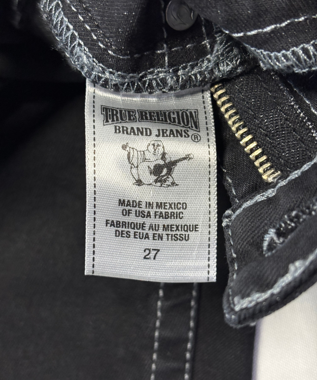 True Religion Black Slim Fit Contrast Stitch Jeans