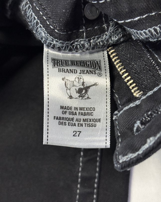 True Religion Black Slim Fit Contrast Stitch Jeans