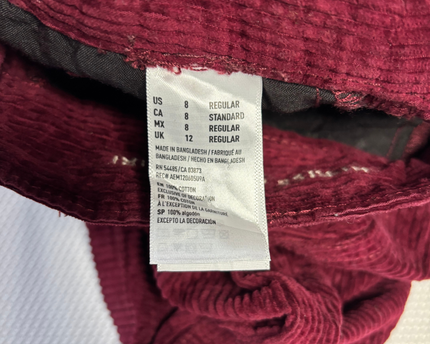 American Eagle Burgundy Corduroy Button-Front Mini Skirt