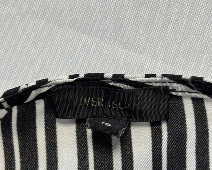 River Island Black and White Geometric Striped Wrap Midi Dress